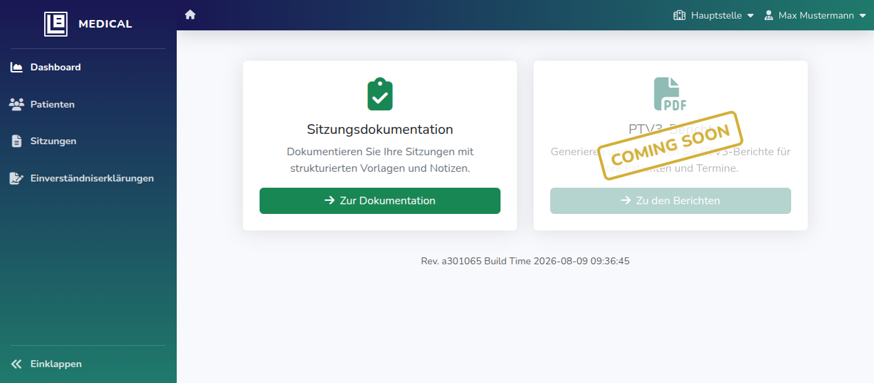 Dashboard mit Navigation