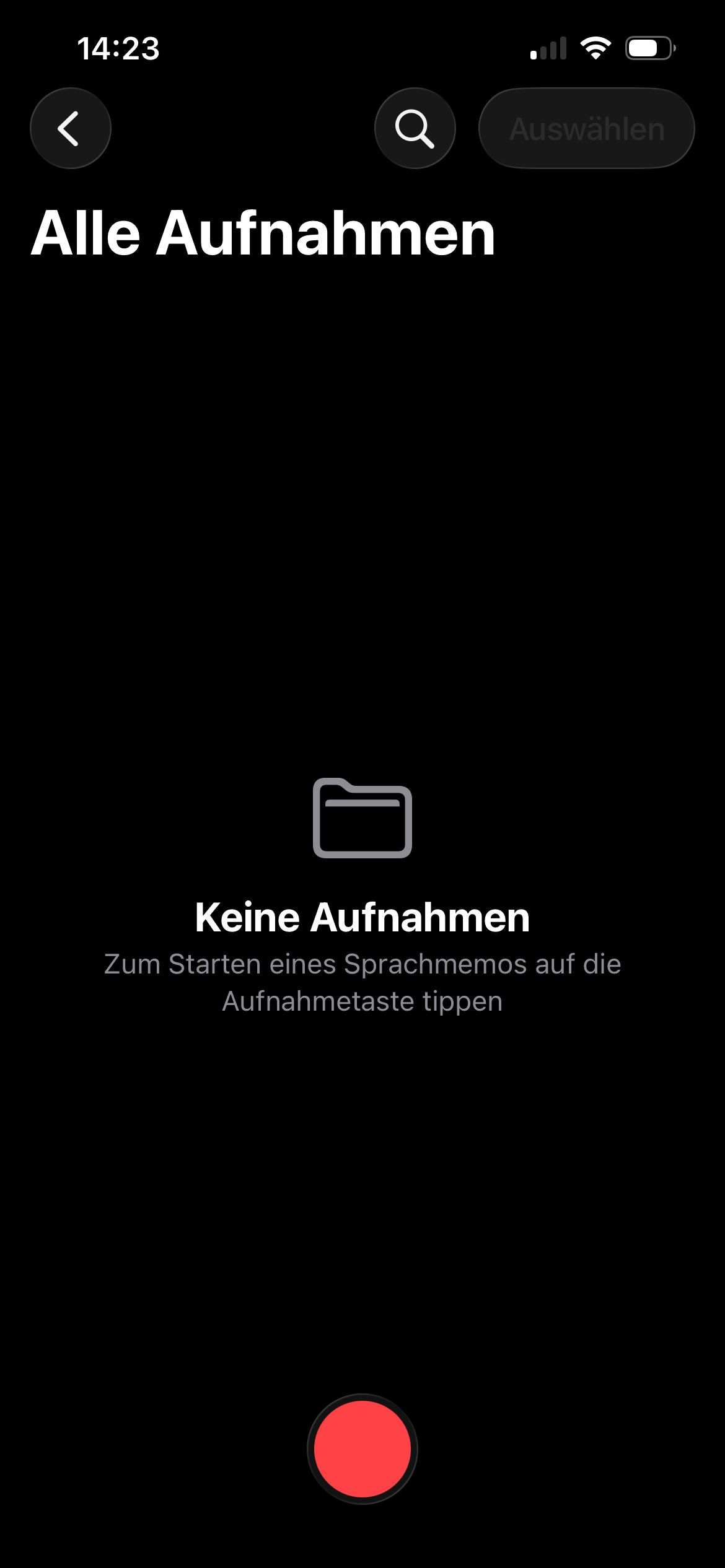 Sprachmemos mit Aufnahmetaste